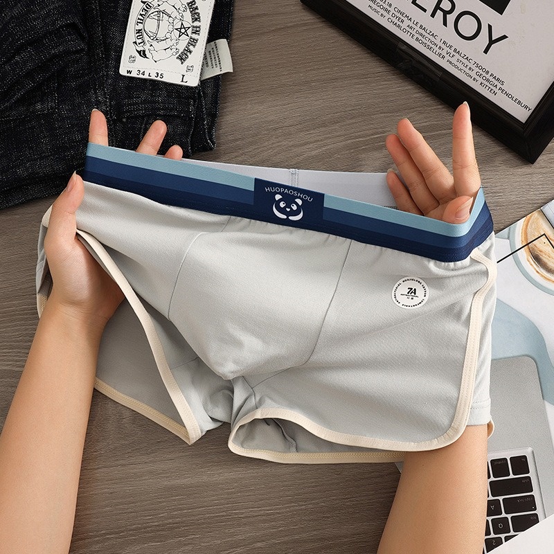 1pcs 7A Antibacterial Underpants Men 100%Cotton Breathable Big U Mesh Crotch Trendy Boxers High Elastic Waist Men's Panties