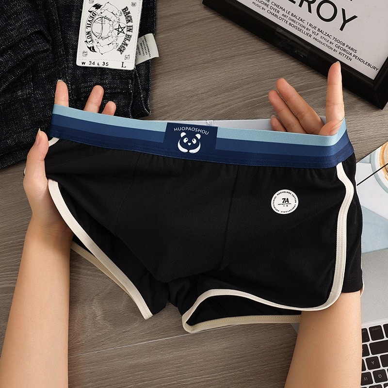 1pcs 7A Antibacterial Underpants Men 100%Cotton Breathable Big U Mesh Crotch Trendy Boxers High Elastic Waist Men's Panties