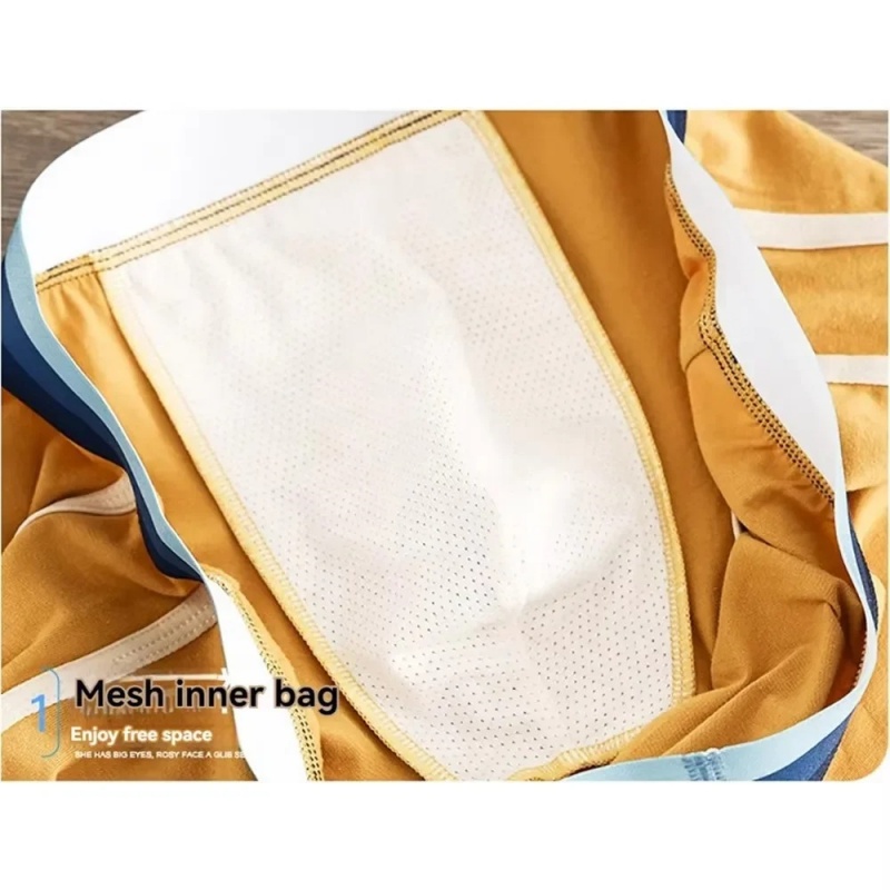 1pcs 7A Antibacterial Underpants Men 100%Cotton Breathable Big U Mesh Crotch Trendy Boxers High Elastic Waist Men's Panties