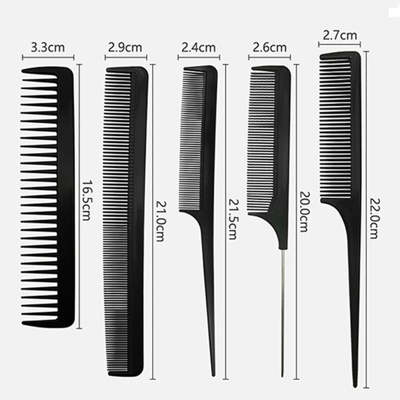 10pcs/lot Black Makeup Comb Set Styling Hairdressing Comb Barber Hair Cut Comb Training Tail Combs Salon Stylist Tools