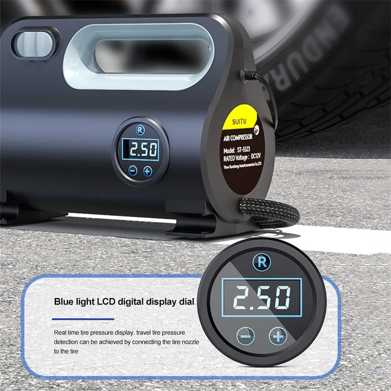 12V Car Tire Inflator Air Pump Portable Car Automatic Electric Air Compressor for Motorcycle Bicycle Inflatable with LED Light