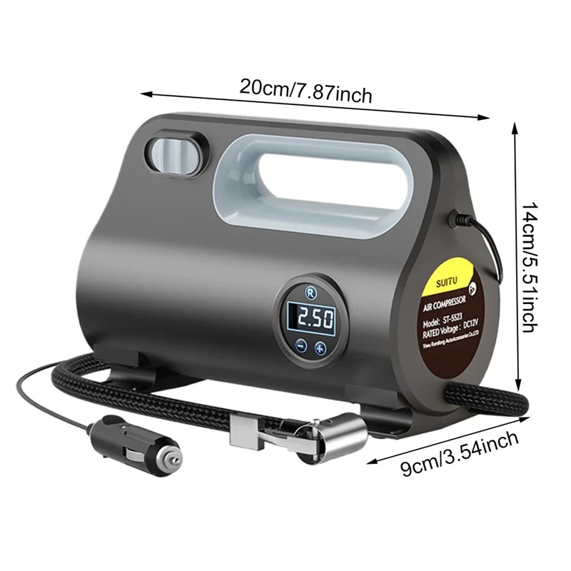 12V Car Tire Inflator Air Pump Portable Car Automatic Electric Air Compressor for Motorcycle Bicycle Inflatable with LED Light