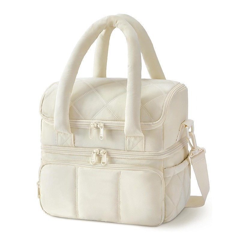 Double-layer Insulated Lunch Bag Women Thermal Bento Bag Lunch Box Leak-proof Durable Reusable Portable Picnic Bag Handbag