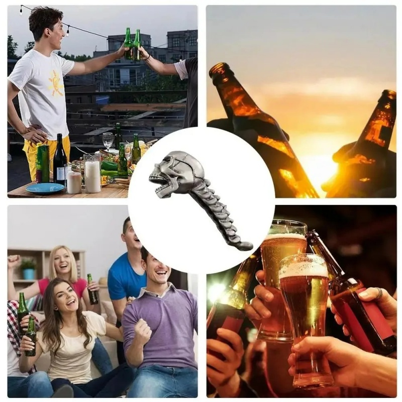 Halloween Skull Bottle Opener Stainless Steel Beer Opener Creative Novelty Gift For Party Bar Accessories Practical Joke Prop