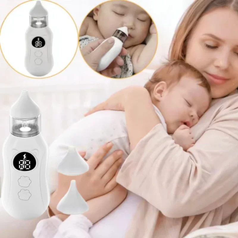 Electric Baby Nasal Aspirator Newborn Smart Nose Cleaner 9-Speed Snot Booger Suction Device Low Noise Toddler Mucus Sucker