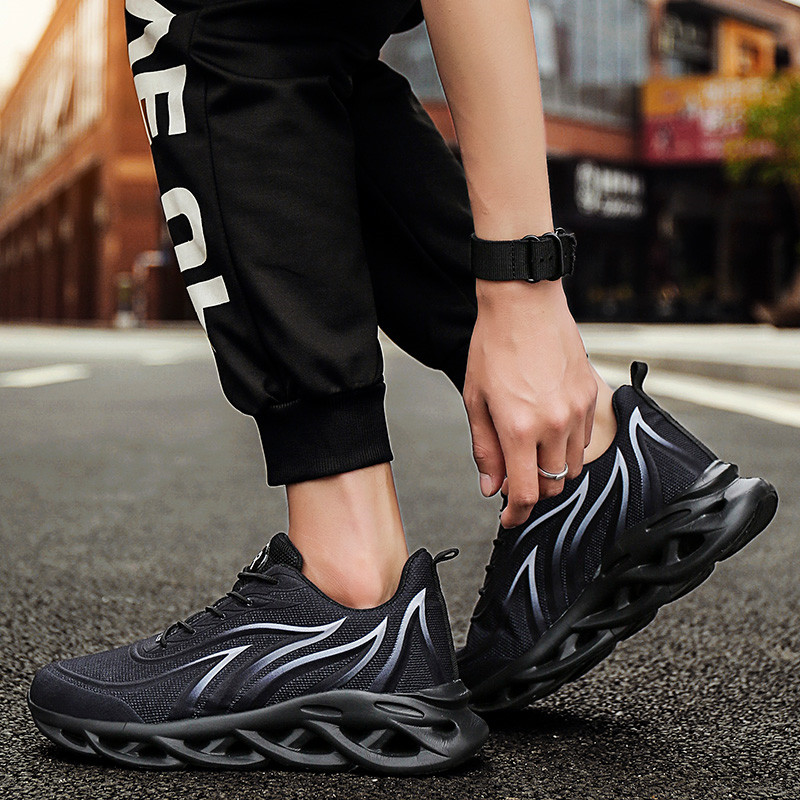 Men's Sneakers Trainers Sports Shoes Running Shoes Fashion Flame Printed Hollow Sole Outdoor Casual Athletic Shoes