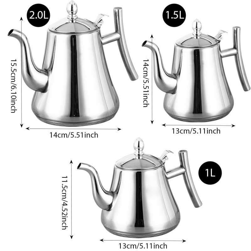 Kitchen Thick Stainless Steel Teapot Golden Silver Tea Pot With Infuser Coffee Pot Jug Induction Cooker Tea Kettle Water Kettle
