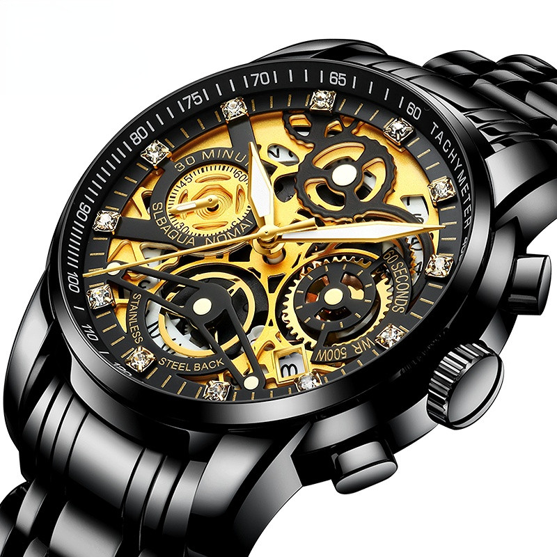 Luxury Brand NEKTOM Sport Watch Men Gold Stainless Steel Quartz Watch Waterproof Wrist Watches Solid Steel Strap Clock