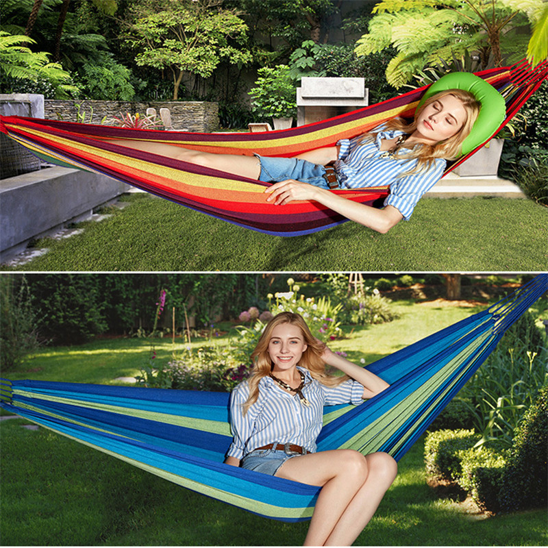 Camping Hammock Canvas Swing Bed Outdoor Backpacking Travel Survival Sleeping Bed Terrace Porch Hanging Chair 190*80cm