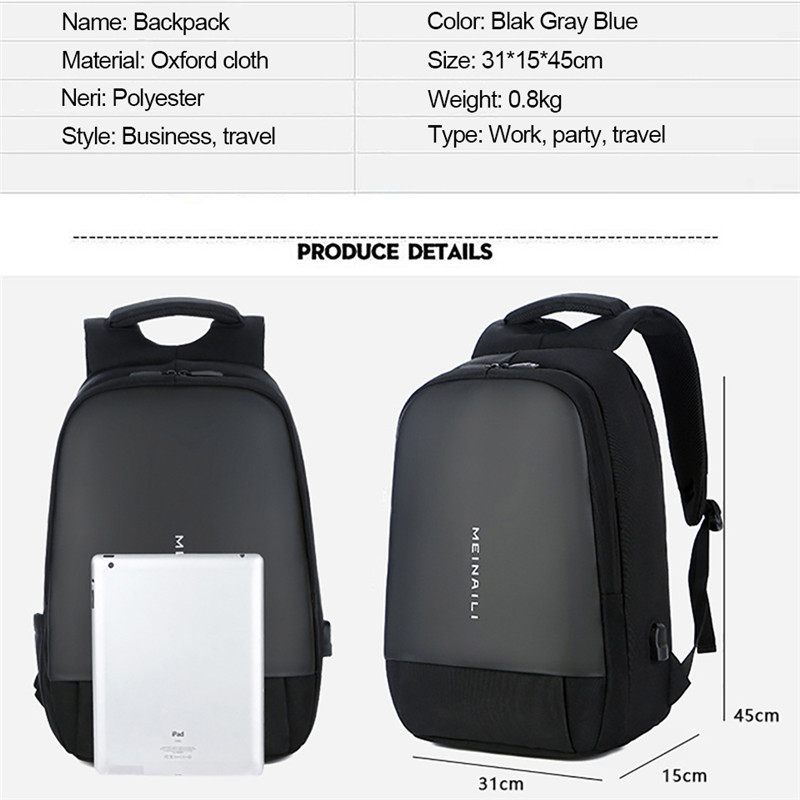Men Notebook Backpacks Male 15.6 Inch Laptop Backpack Fashion Student Bagpack Waterproof Business USB Charging Travel Bag