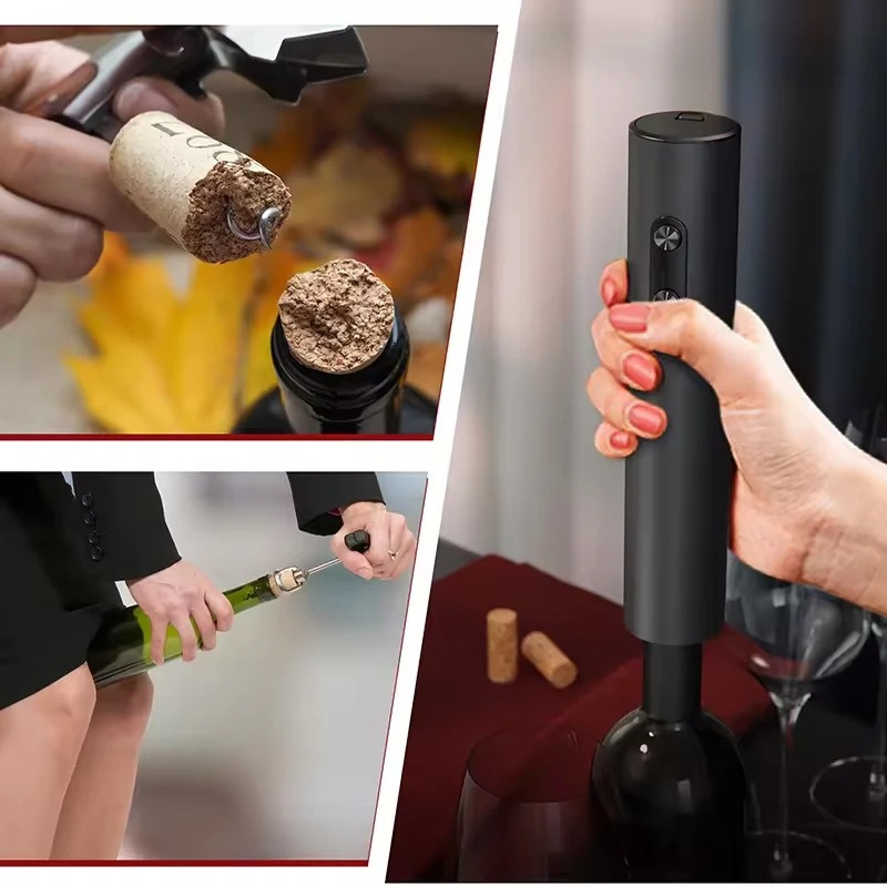 1set Electric Wine Opener Automatic Wine Bottle Corkscrew with Aerator Pourer & Foil Cutter for Kitchen Bar Tool Party Gift