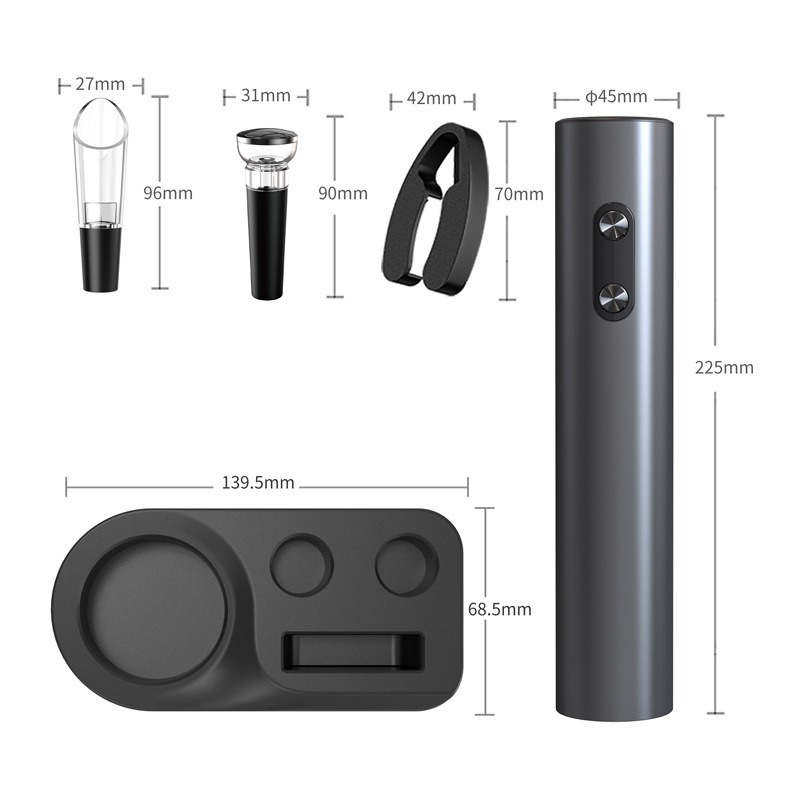 1set Electric Wine Opener Automatic Wine Bottle Corkscrew with Aerator Pourer & Foil Cutter for Kitchen Bar Tool Party Gift