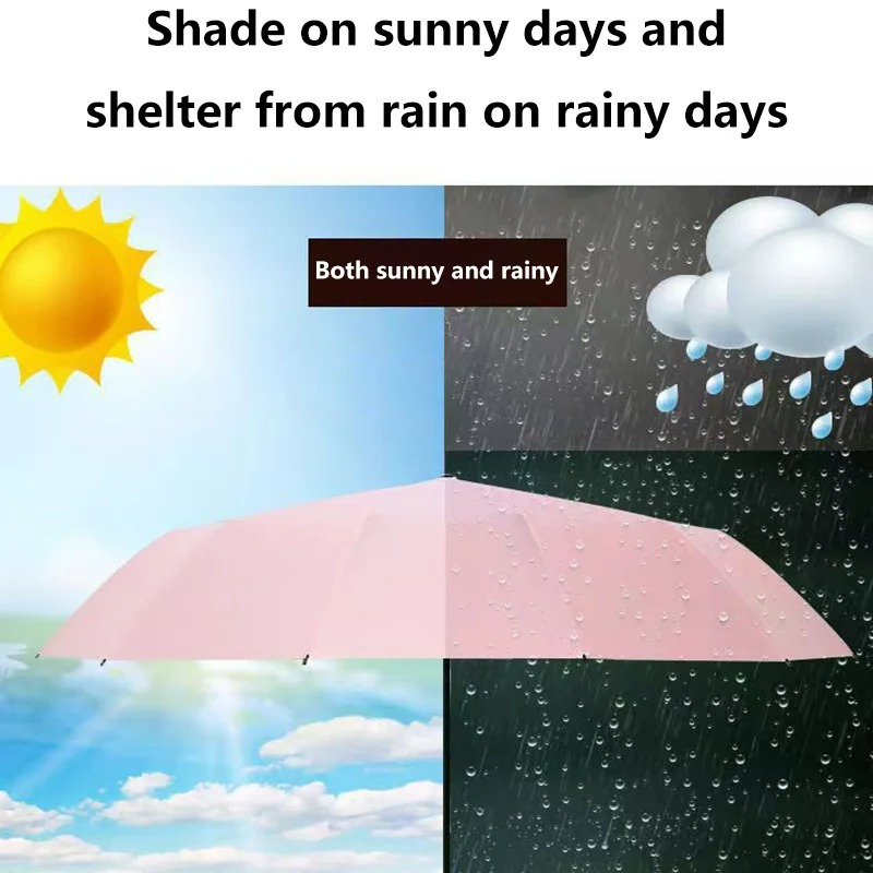 10-Bone Frame LED Flashlight Umbrella Waterproof Windproof Design Automatic Umbrella UV Protection Three Fold Folding Umbrella