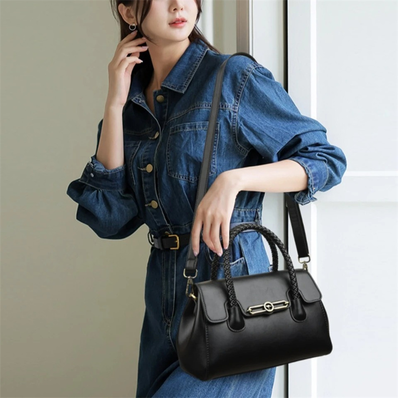 High Quality Leather Women's Handbag Top-Handle Bags Female Purse and Handbag Messenger Commuter Ladies Shoulder Crossbody Bag