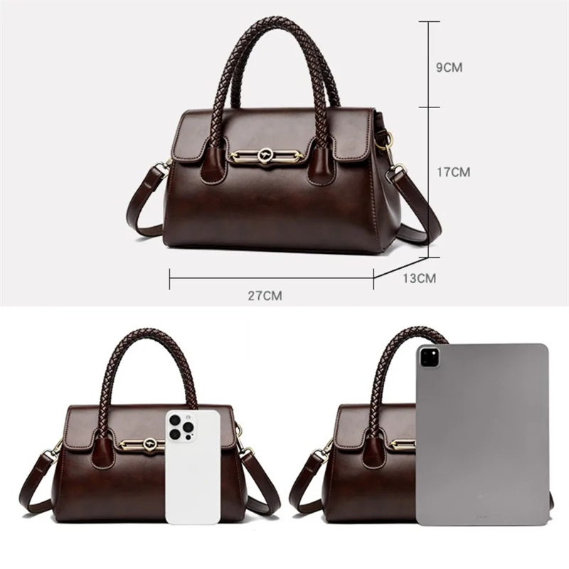 High Quality Leather Women's Handbag Top-Handle Bags Female Purse and Handbag Messenger Commuter Ladies Shoulder Crossbody Bag