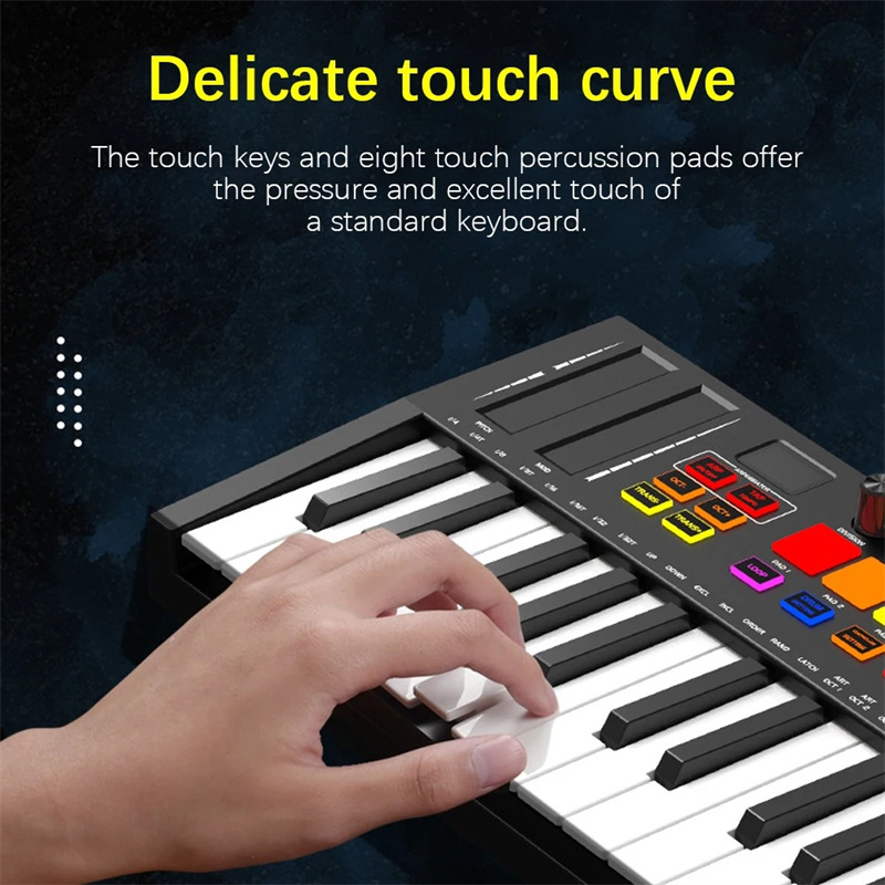 25 Key MIDI Keyboard Controller Professional Electronic Audio Intelligent Portable Arranging Strike Pad Keyboard Piano