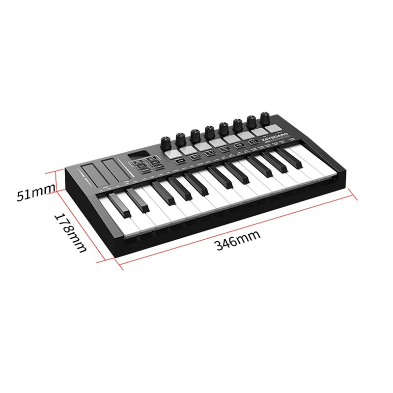 25 Key MIDI Keyboard Controller Professional Electronic Audio Intelligent Portable Arranging Strike Pad Keyboard Piano