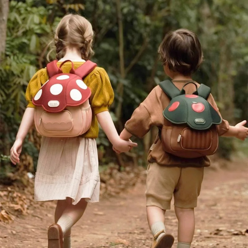 Fashion PU Cute Mushroom Backpack Cartoon Kindergarten School Bag Children's Bag Mini Kid Backpack Travel Bags for Boy Girl Gift