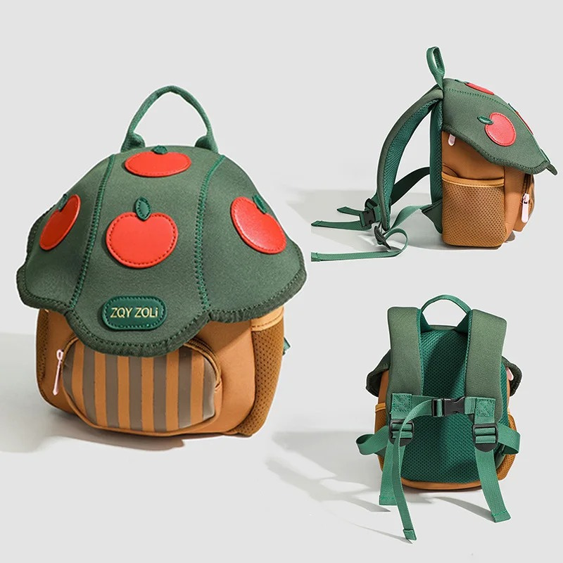 Fashion PU Cute Mushroom Backpack Cartoon Kindergarten School Bag Children's Bag Mini Kid Backpack Travel Bags for Boy Girl Gift