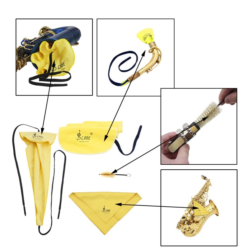 Saxophone Cleaning Set Accessory Cleaning Cloth Portable Sax Maintenance Cleaner Kits For Sax Trumpet Alto Tenor Clarinet Flute