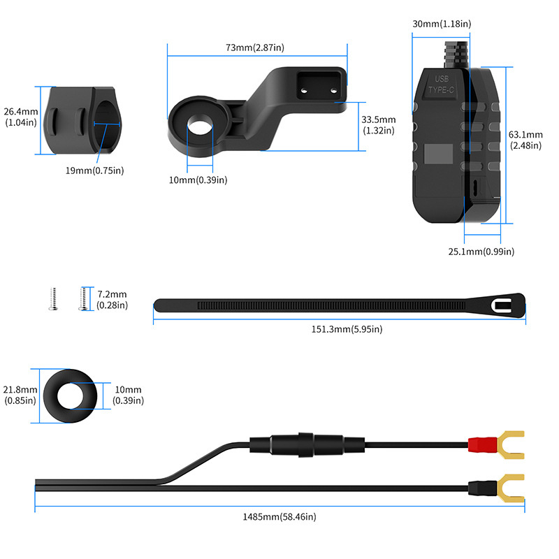 PD QC3.0 Motorcycle USB Fast Charger Handlebar USB Socket Charger Waterproof 12V Power Supply Adapter Motorcycle Accessories