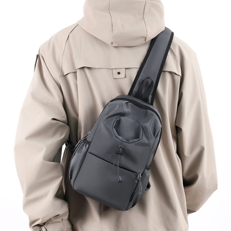 Nylon Chest Bag Small Shoulder Bag with Phone Pouch Casual Waist Bag with Bottle Pocket Hobo Sling Bag for Outdoor Travel Hiking