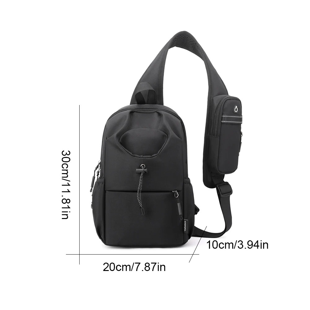 Nylon Chest Bag Small Shoulder Bag with Phone Pouch Casual Waist Bag with Bottle Pocket Hobo Sling Bag for Outdoor Travel Hiking