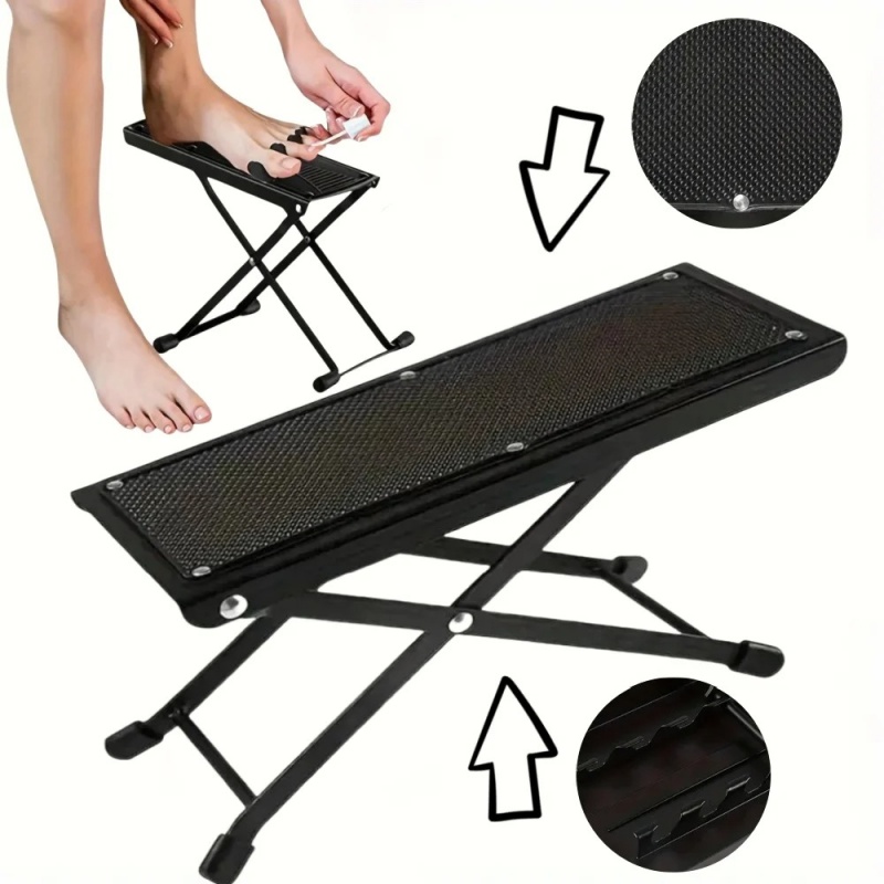 Guitar Foot Stool 4 Position Height Adjustable Foldable Guitar Pedal Guitar Rest Step Footstool for Classical Guitar Player