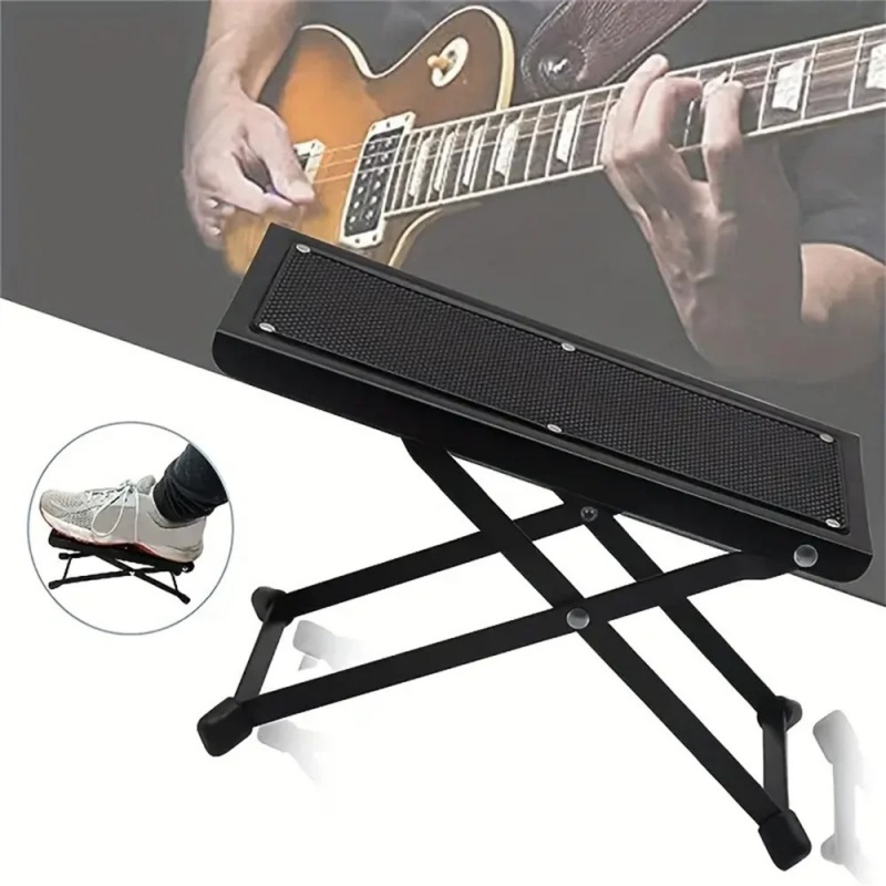 Guitar Foot Stool 4 Position Height Adjustable Foldable Guitar Pedal Guitar Rest Step Footstool for Classical Guitar Player