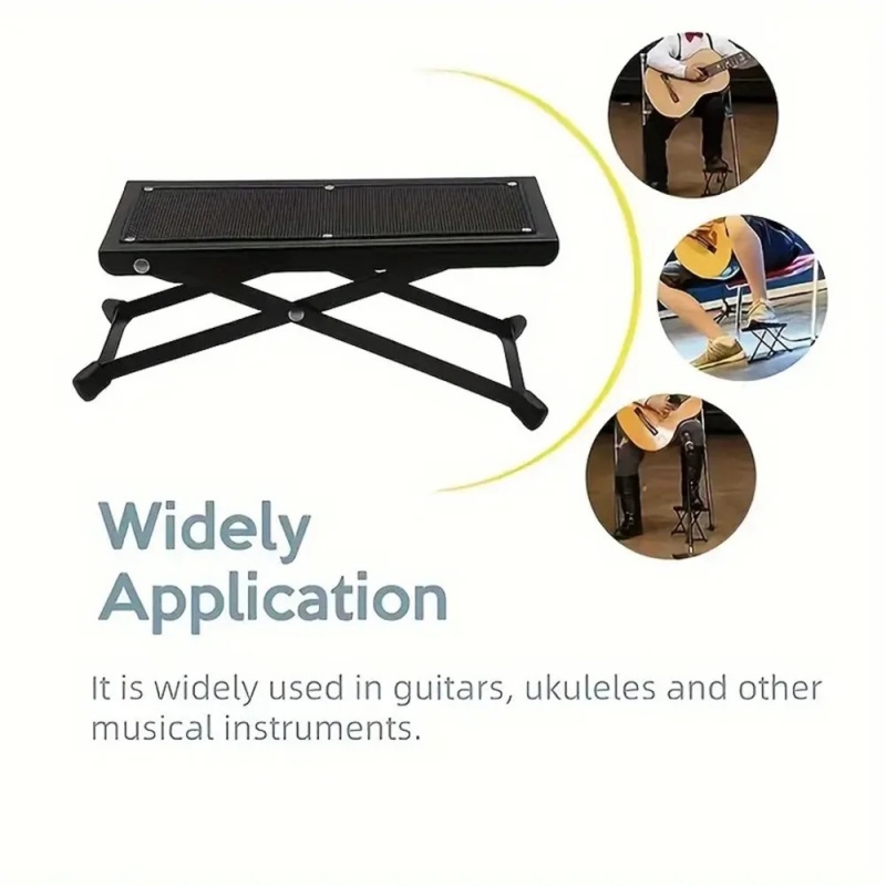 Guitar Foot Stool 4 Position Height Adjustable Foldable Guitar Pedal Guitar Rest Step Footstool for Classical Guitar Player