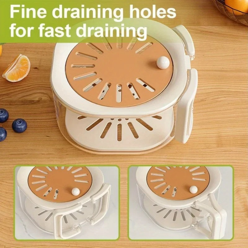 Large Drain Basket Cute Fruit Basket Telescopic Water Filter 2-in-1 Thickened Dehydration Washing Vegetable Basket with Lid