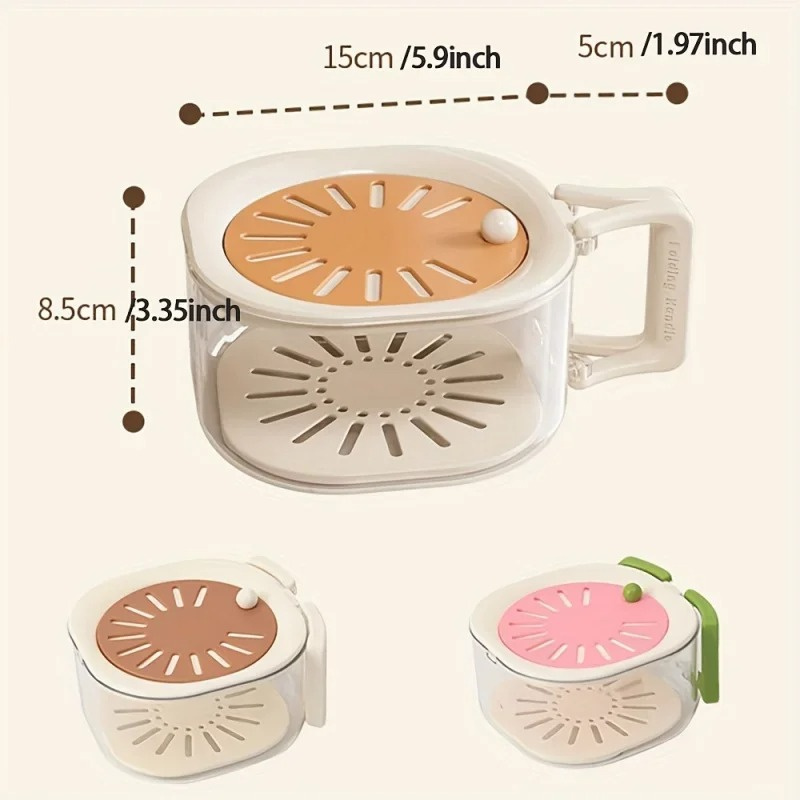 Large Drain Basket Cute Fruit Basket Telescopic Water Filter 2-in-1 Thickened Dehydration Washing Vegetable Basket with Lid