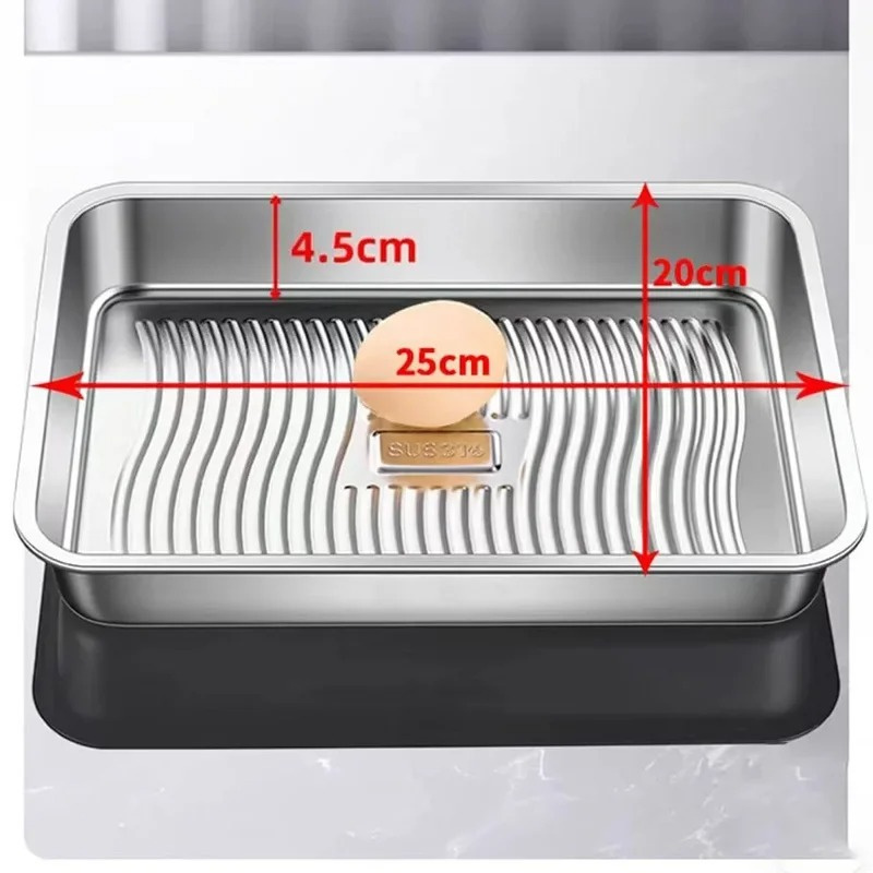 Stainless Steel Dumpling Storage Box Stackable with Sealed Lid Food Storage Container Plates BBQ Baking Tray Kitchen Accessories