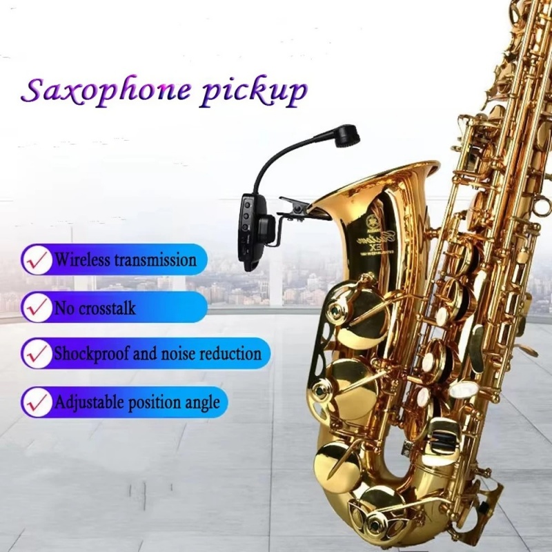 Professional UHF Wireless Instrument Microphone For Saxophone Trumpet Trombone Wireless Microphone 165ft Range Plug and Play