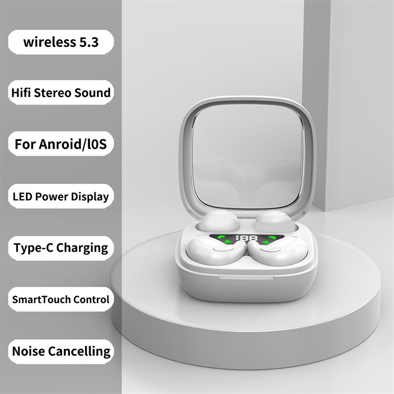 Dual Earphones Wireless Bluetooth Earphone Sleeping Headphone Lightweight Mini HD Stereo Noise Reduction Digital Display Headset