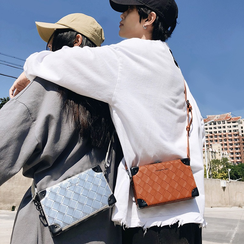 Designer Lock Buckle Box Shape Bag Fashion Men Women Small Square Shoulder Crossbody Bag PU Leather Mini Phone Bag Purse