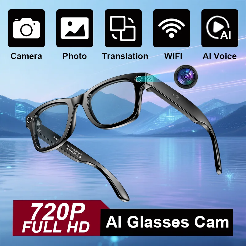 New Smart Glasses Recording Videos AI Photo Recognition Answer Translation Bluetooth Call glasses Outdoor Sports Sunglasses
