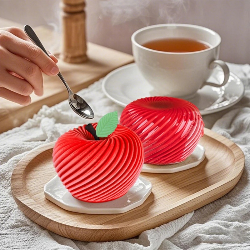 3D Spiral Apple Shape Mousse Cake Silicone Mold Dessert Making Mould for Christmas Valentines Day Holiday Baking Cooking Tools