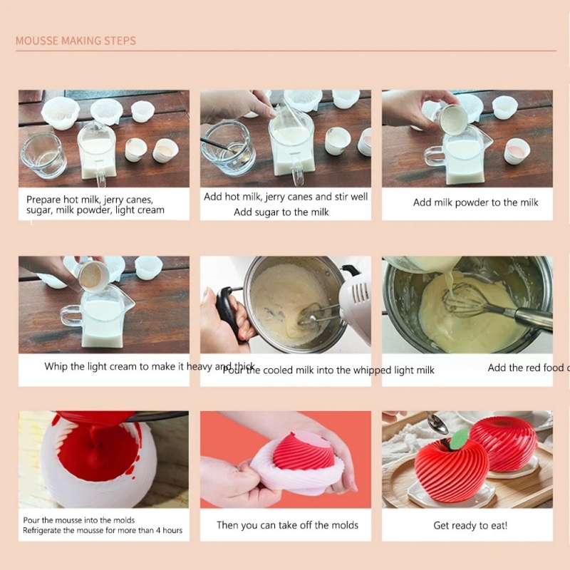3D Spiral Apple Shape Mousse Cake Silicone Mold Dessert Making Mould for Christmas Valentines Day Holiday Baking Cooking Tools
