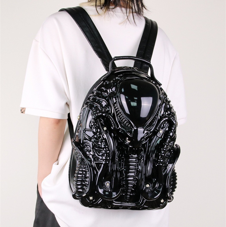 3D Xenomorph Shaped Backpack for Women Men Halloween Backpacks Cool Predalien Shoulder Bag Punk Backpack Casual Daypacks