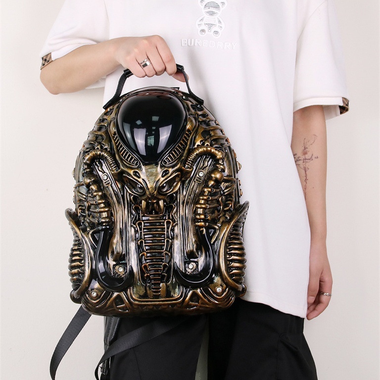 3D Xenomorph Shaped Backpack for Women Men Halloween Backpacks Cool Predalien Shoulder Bag Punk Backpack Casual Daypacks