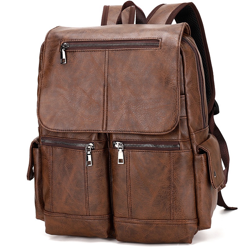 Luxury Men Backpack Waterproof PU Leather Travel Bag Man Large Capacity Teenager Schoolbag Male Business Laptop Backpacks