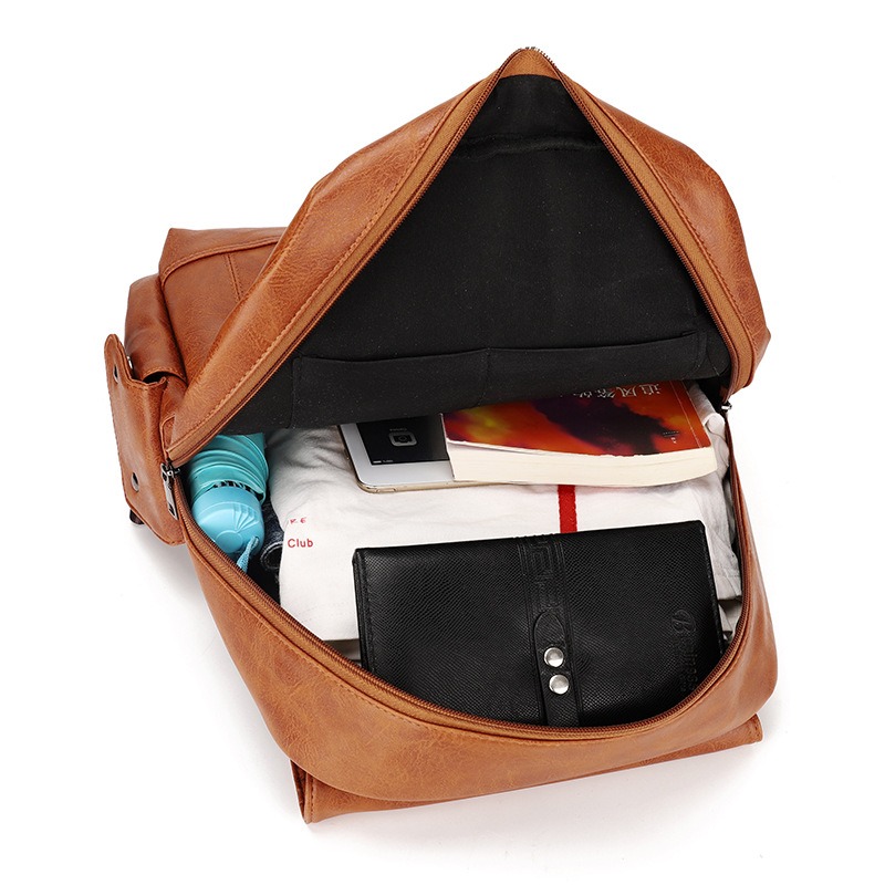 Luxury Men Backpack Waterproof PU Leather Travel Bag Man Large Capacity Teenager Schoolbag Male Business Laptop Backpacks