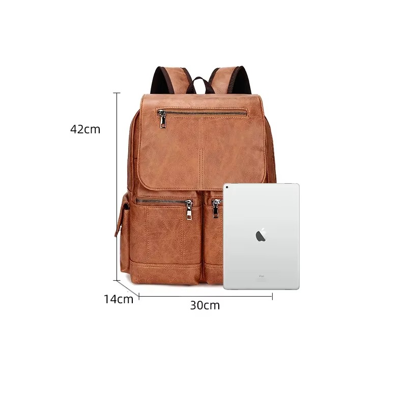 Luxury Men Backpack Waterproof PU Leather Travel Bag Man Large Capacity Teenager Schoolbag Male Business Laptop Backpacks