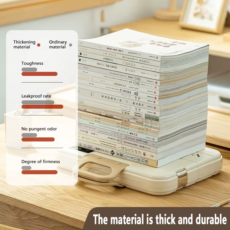 A4 Plastic File Folder With Lock Handle Portable Box File Waterproof Filing Supplies Pencil Case Multi-Purpose Document Bag
