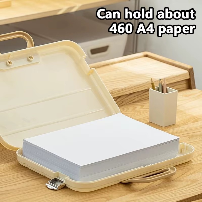 A4 Plastic File Folder With Lock Handle Portable Box File Waterproof Filing Supplies Pencil Case Multi-Purpose Document Bag