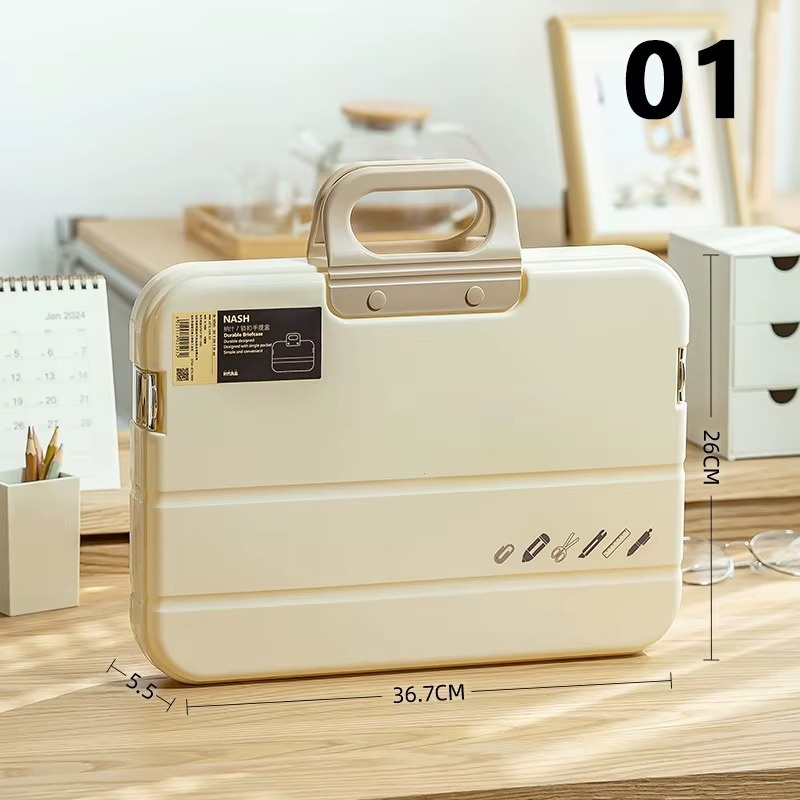 A4 Plastic File Folder With Lock Handle Portable Box File Waterproof Filing Supplies Pencil Case Multi-Purpose Document Bag