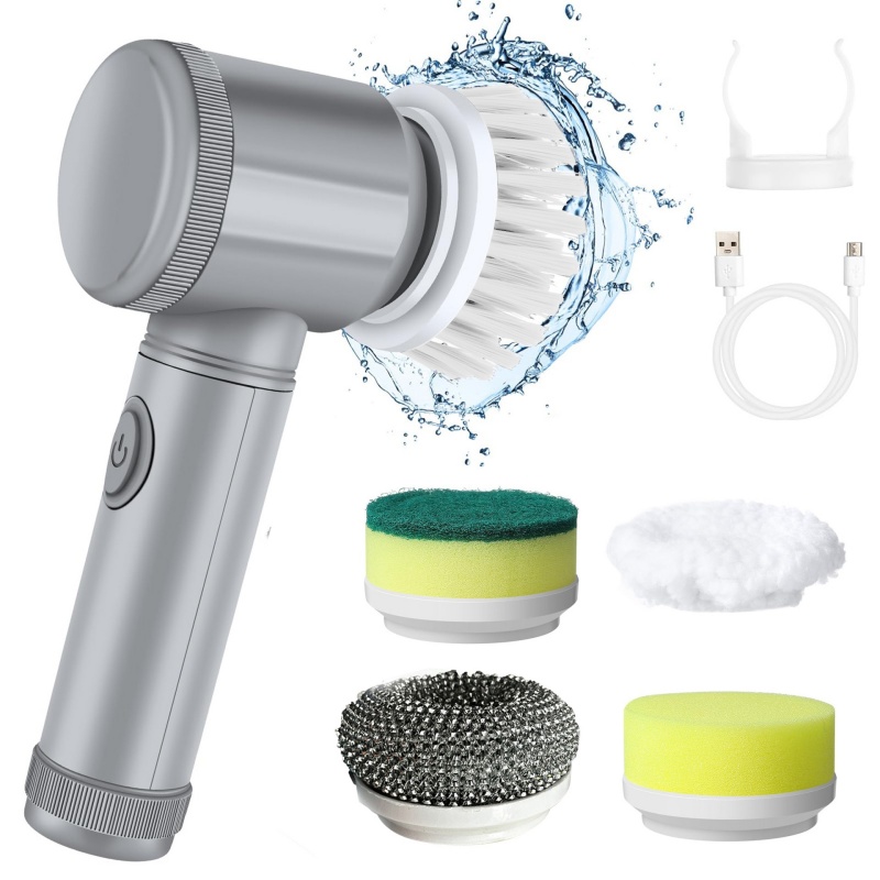 5in1 Electric Spin Scrubber Electric Cleaning Brush Cordless Power Scrubber with Replaceable Brush Heads Handheld Power Scrubber