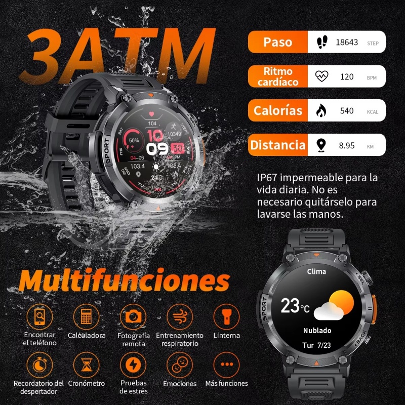 Smartwatch Bluetooth Call With Flashlight Sport Tracker Blood Pressure Smart Watch IP67 Waterproof Watches For Men Android IOS