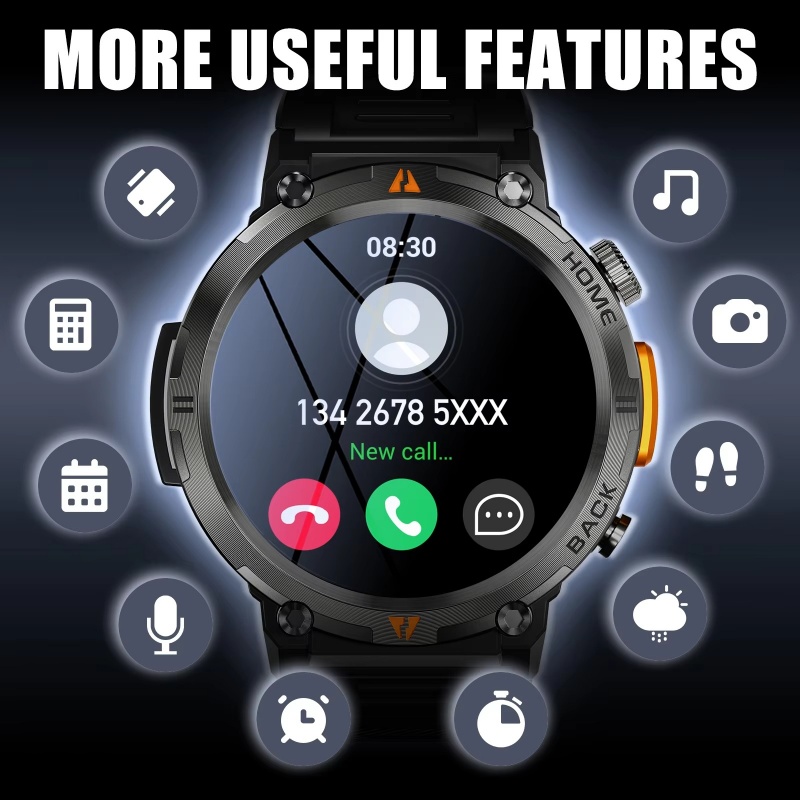 Smartwatch Bluetooth Call With Flashlight Sport Tracker Blood Pressure Smart Watch IP67 Waterproof Watches For Men Android IOS